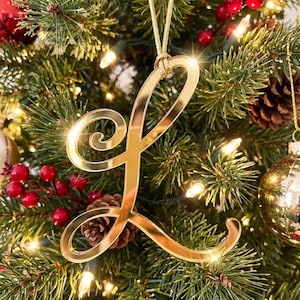 Personalized Letter Ornament A-Z, Custom Initial Christmas Ornament, Mirror Monogram Family Keepsake Gift Tag, Stocking Name Tag TAUS1SN