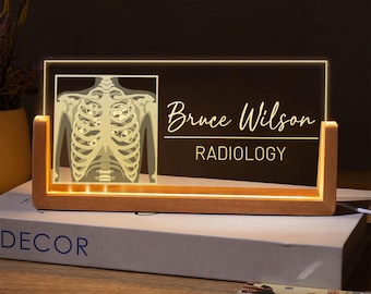 Personalized Radiology Desk Name Plate, Rad Tech Gift, Skeleton Radiologist Desk Sign, X-ray Tech Gift, radiology tech,Room and Office Decor