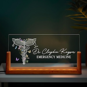 Personalized Doctor Desk Name Plate, Caduceus Acrylic Nameplate, Doctor Graduation gift, Office Decoration, Medical Office Name Sign
