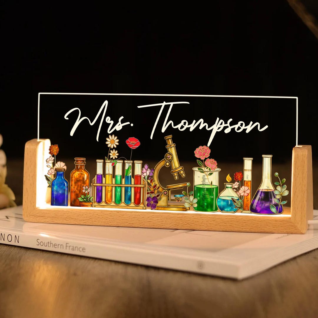 Personalized Stained Glass Style Chemistry Acrylic Desk Name Plate ...