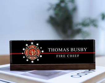 Personalized Fireman Desk Name Plate, Fireman Gift, Fire Fighter Gifts, Fireman Desk Decor, Fire Chief Gift, Firefighter Graduation Gift