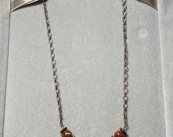 Sterling Jasper Beaded Necklace 15”