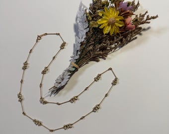 Vintage AVON Gold Tone Bar Necklace with Faux Pearl Clusters 24”