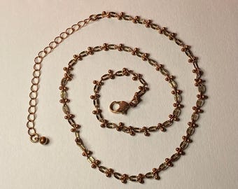 Vintage Unique Brass and Copper Chain 17” with Extension to 20”
