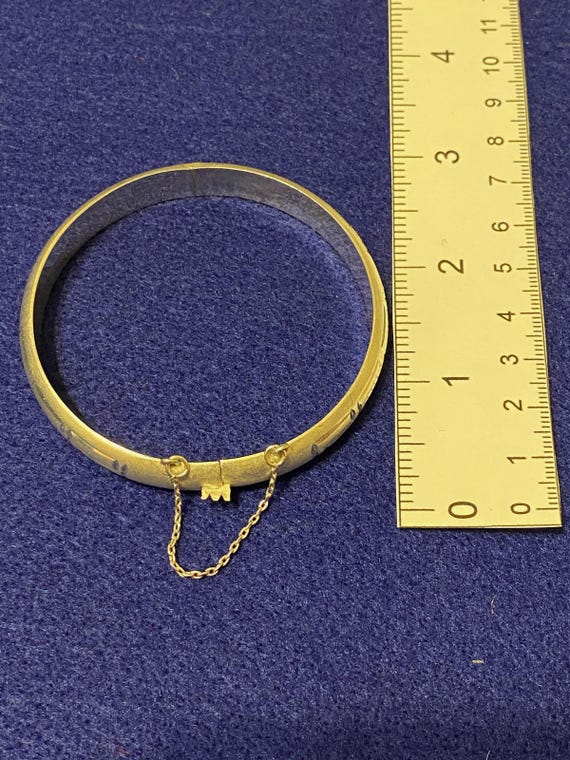 Greek Key Patterned Hinged Bangle with Safety Cha… - image 5