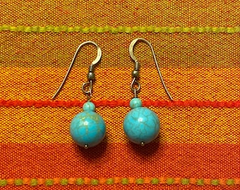Vintage Turquoise Bead Drop Earrings
