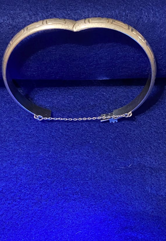 Greek Key Patterned Hinged Bangle with Safety Cha… - image 4