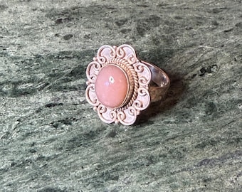Vintage Hand Made Sterling Silver 925 Peruvian Opal Ring Size 7