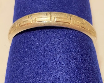 Greek Key Patterned Hinged Bangle with Safety Chain 925