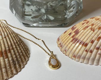 Vintage Merlite Gold Tone Opal Necklace 18”