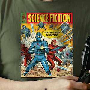 Retro Sci Fi Comic Shirt, Space Battle T-Shirt, 60s Vintage Sci-Fi Tee, Sci-Fi lover Gift, Comic book Fan Top