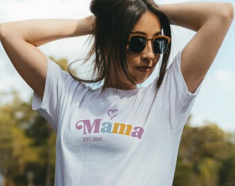 Retro Mama T-Shirt: Pastel Colors, New Mom Gift