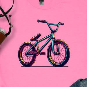 Retro BMX Graphic Tee: 80s Neon Bicycle Shirt