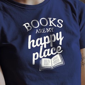 本は私の幸せな場所シャツ、読書好きへのギフト、読書Tシャツ、司書シャツ、本の虫Tシャツ、読書教師へのギフト、おもしろ本Tシャツ