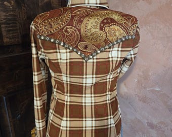 Camisa de cuadros estilo western para espectáculos ecuestres