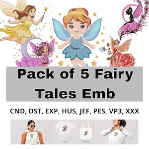 Fairy Girl Embroidery Design: Whimsical Fantasy Art (Multiple Formats Available