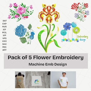 Floral Embroidery Design Bundle: Birth Month Flowers (PES, Instant Download, PDF Sewing Info