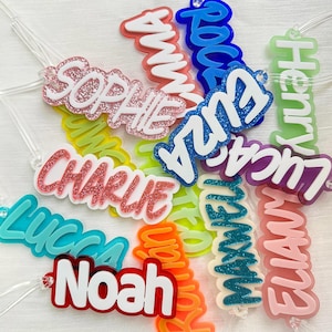 Custom Backpack Name Keychain, Acrylic Name Tag for Kids, Personalized Name Tag, Diaper Bag Keychain, Lunch Box Name Tag, Kids Name Gift