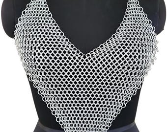 Chainmail Top, Silver Aluminum Armor for Medieval LARP Cosplay