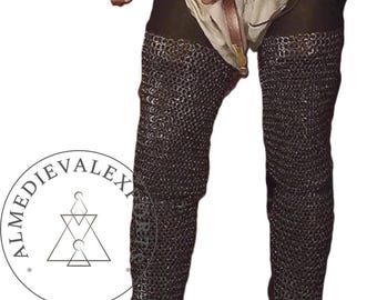 Chainmail Leggings, 9 mm Mild Steel Flat Riveted Medieval Armor