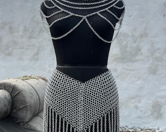 Aluminum Chainmail Top With skirt – Women s fashion