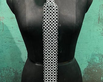 Aluminum Chainmail Tie, Medieval Menswear Accessory