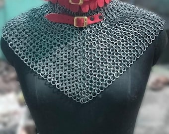 Flat Ring Chainmail Avantal, 9mm Mild Steel with Riveted Oil Finish