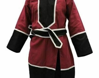 Medieval Tunic Costume: Brown & Black Cotton Jacket (Custom Size)