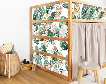 Jungle Safari Kura Bed Stickers – IKEA Kura Bed Decals with Cute Animals for Kids Room