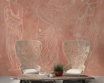 Custom Greek Goddess Wall Mural | Modern Line Art Peel Stick Wallpaper | Abstract Venus Figure Wall Decor | Unique Historical Inspired Deco