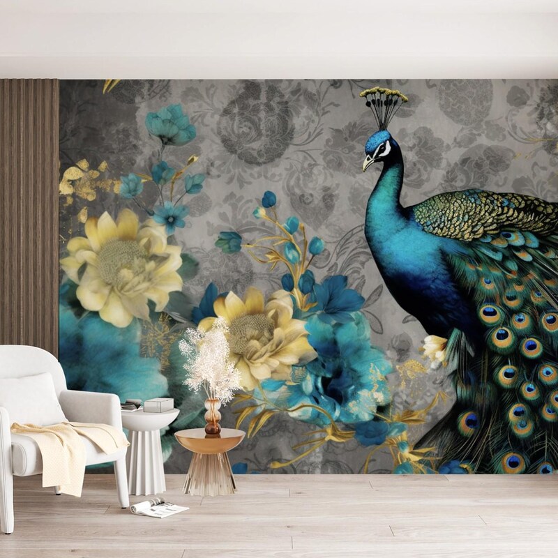 Peacock Blue Wallpaper - Etsy