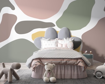 Colorful Art Design Wallpaper For Teenage Room - Circles Design Mural For Kids Room With Peel and Stick