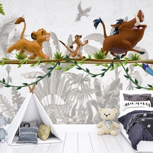 Custom Lion King Kids Room Wallpaper | Simba, Pumbaa, Timon Jungle Mural | Jungle Safari Peel Stick Wallpaper | Nursery Safari Wall Decor