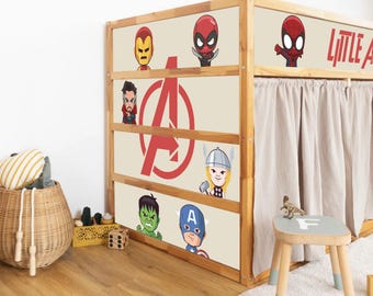 Superhero Kura Bed Sticker - Kinderbett Aufkleber für IKEA Kura Bed, Comic Style Schlafzimmer Dekor