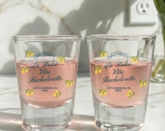Vaso de chupito personalizado La Dolce Vita Bach, vasos de chupito personalizados para despedida de soltera, nombre, lugar y fecha.