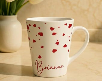 Personalized Latte Mug with Name, Custom Coffee Cup, Valentine's or Birthday Gift for Her