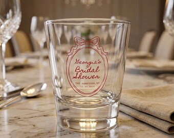 Personalized Bridal Shower Shot Glass | Custom Coquette Bow Wedding Shower Favor | Customizable Bride Gift