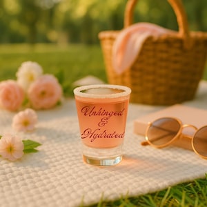 Funny Shot Glass: Unhinged & Hydrated - Bachelorette Party Favor