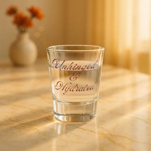 Lustiges Schnapsglas: Ausgelöstes & Hydratisiertes Junggesellinnenabschiedsgeschenk