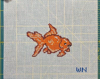 Goldfish Needlepoint Canvas – Handpainted DIY Canvas for Fish Lovers