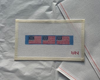 American Flag Keyfob Handpainted Needlepoint Canvas