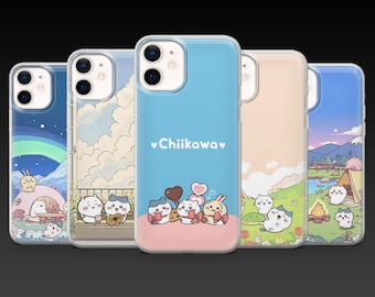 Chiikawa Telefonskal Chibi Anime Fodral för iPhone 17Pro, 17, 17Pro Max, 16Pro, 16, 15, 14, Samsung S25, S24, S23, A56, A16, Pixel 10 Pro, 9A
