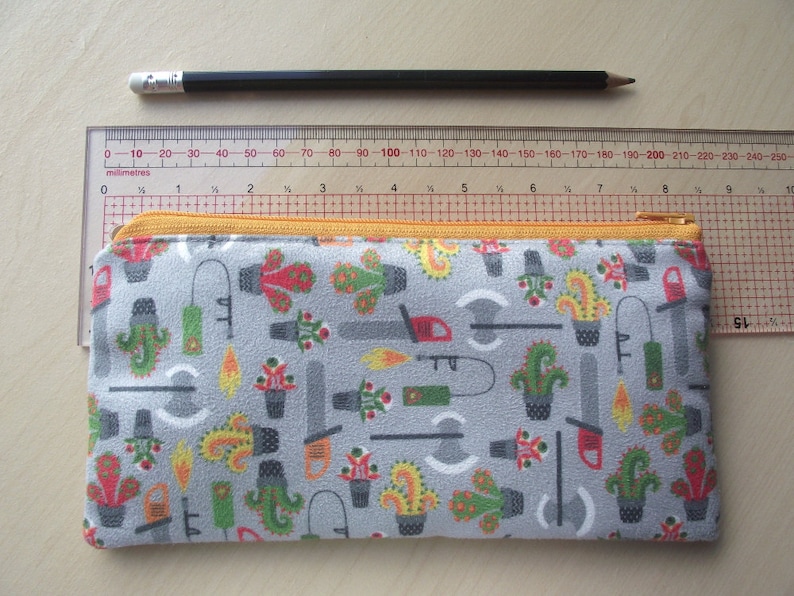 Monstruous gardening tools Faux suede pencil case