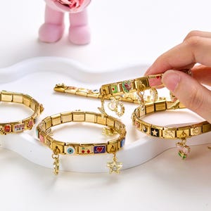 Personalized Italian Bracelet, Custom Italian Bracelet, Italian Gold Charm Bracelet, Christmas Gift, Birthday Gift for her,DIY Gifts