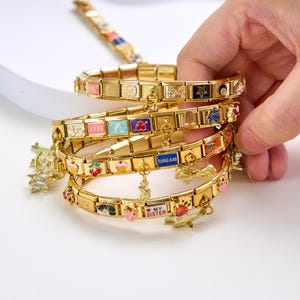 Personalized Italian Bracelet, Custom Italian Bracelet, Italian Gold Charm Bracelet, Christmas Gift, Birthday Gift for her,DIY Gifts