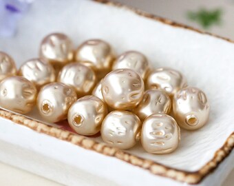 14 mm x 5 mm Golden Spike Czech Glass beads jewelry destash