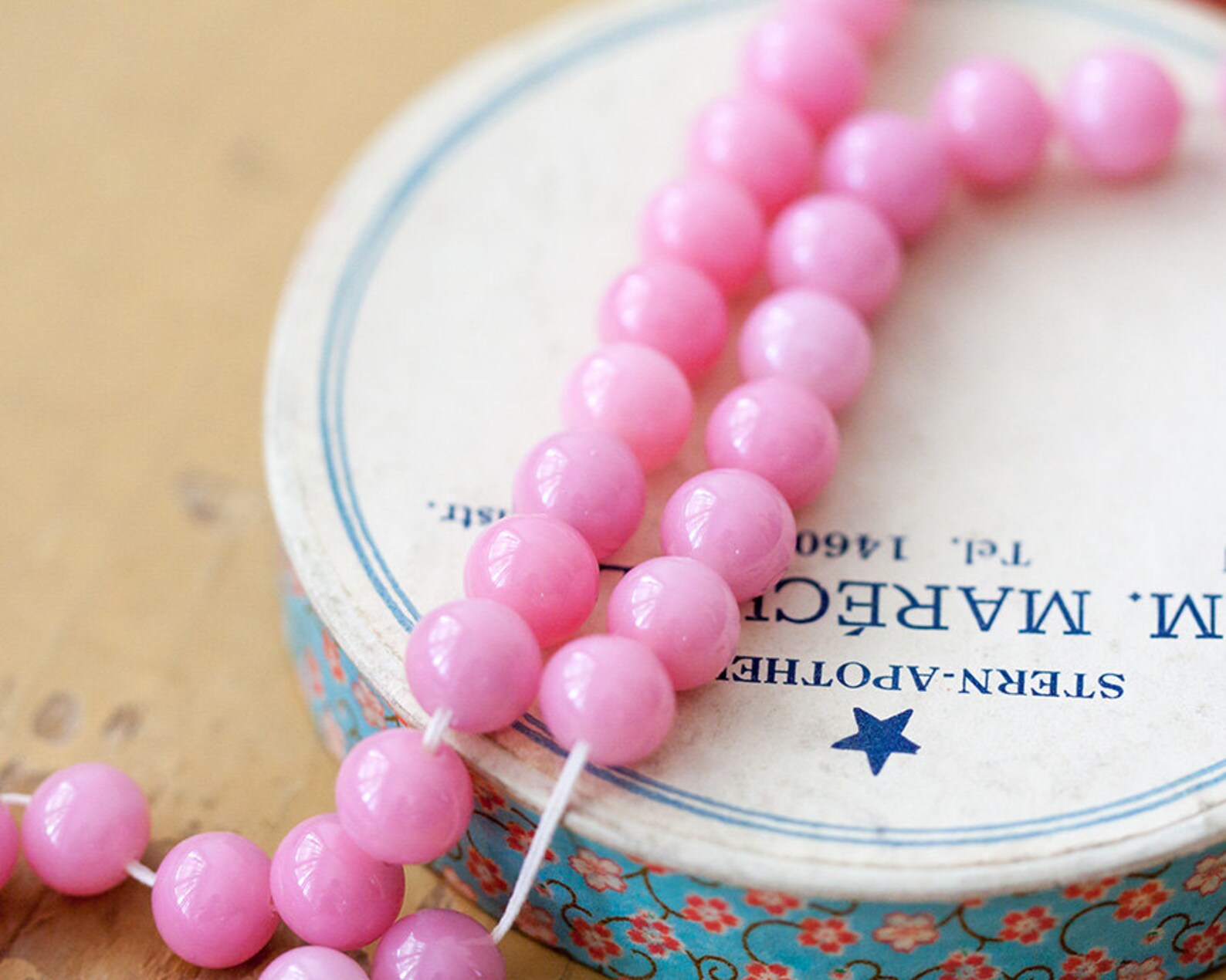 Pink Glass Beads Round Bubblegum Pink Vintage Japan Glass Etsy