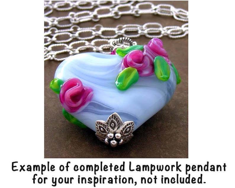 SRA Floral Lampwork Artisan Pink Rose Pendant Focal Glass Bead and Freshwater Pearls DIY OOAK Pendant Necklace Jewelry Kit