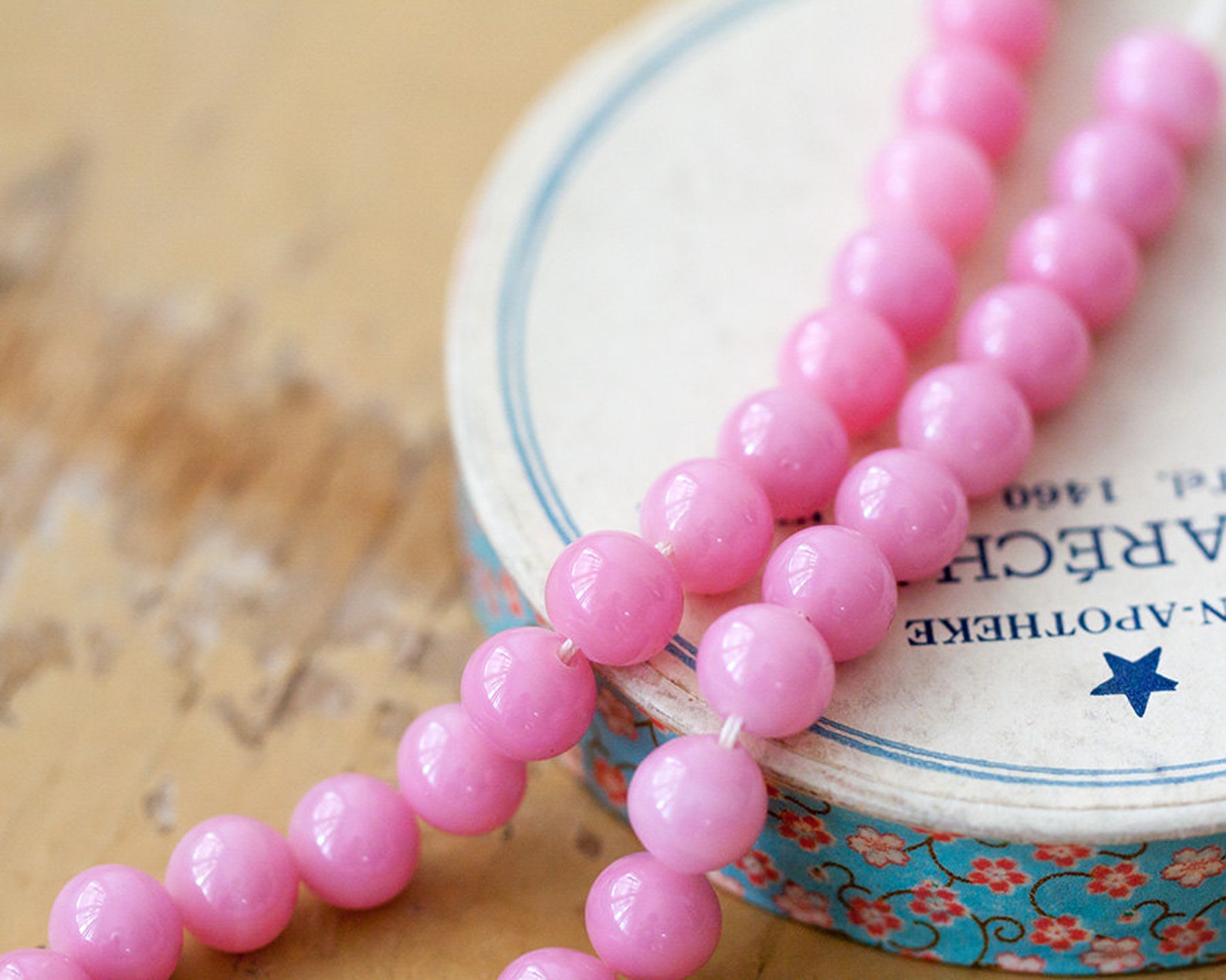 Pink Glass Beads Round Bubblegum Pink Vintage Japan Glass Etsy