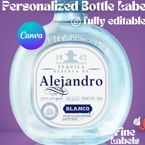 Don Julio Blanco Label Template Fully Editable - Fully Customizable Canva Templates, Custom Blanco Don Julio Label, Tequila Label,Gift Label